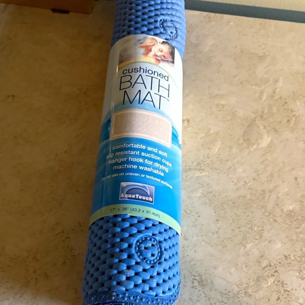 Blue Cushioned Bath Mat